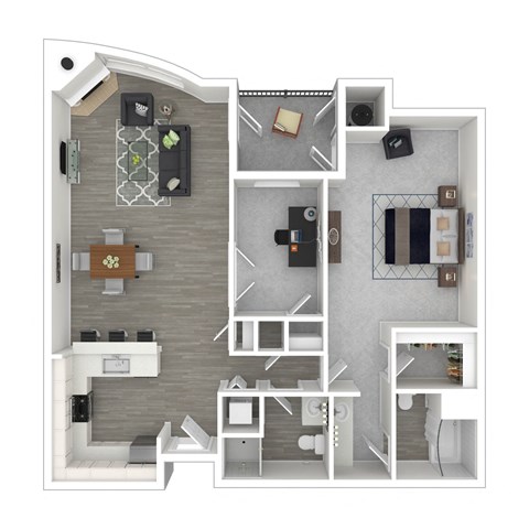 9 Ten North 1 Bed 1.5 Bath C Floor Plan